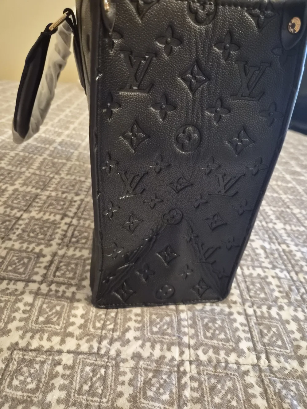 Louis Vuitton Black Embossed Monogram Leather Tote